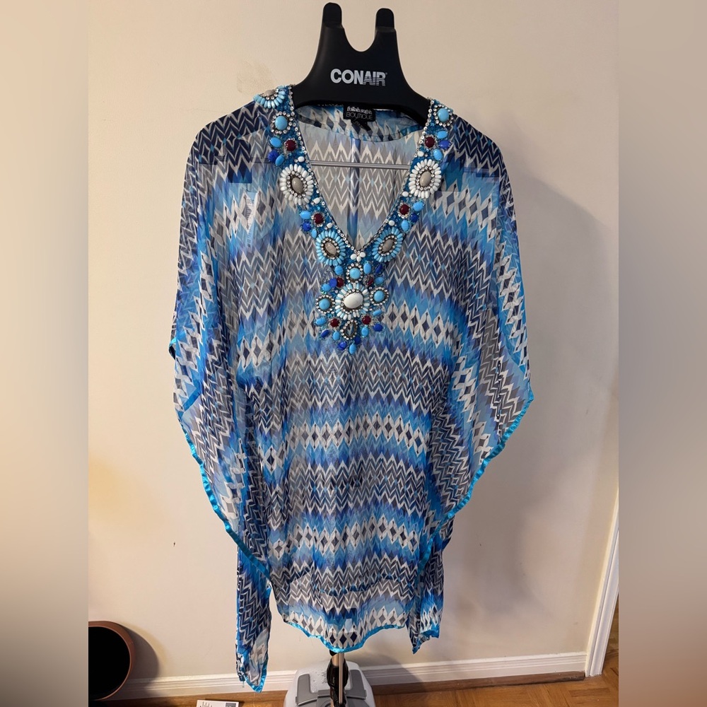 Blue Beaded Kaftan